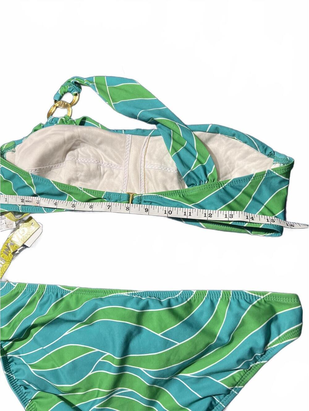 Gianni Bini Basil Green One-Shoulder Bikini Set - Size L - Picture 6 of 7